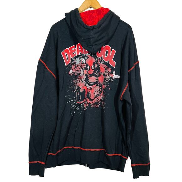Deadpool Hoodie Jersey Black Red Long Sleeve Casual - XXL - Picture 1 of 4